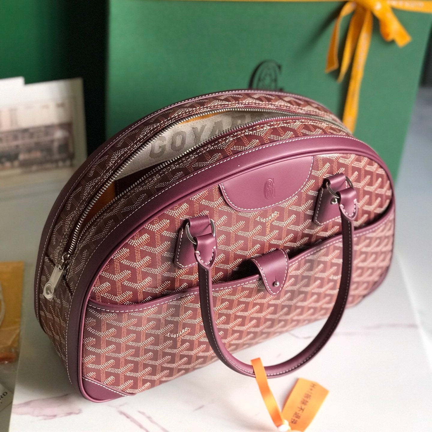 BOLSO SAINT JEANNE 35 DE LONA GOYARDINA ROSA CAÑON Y PIEL DE BECERRO