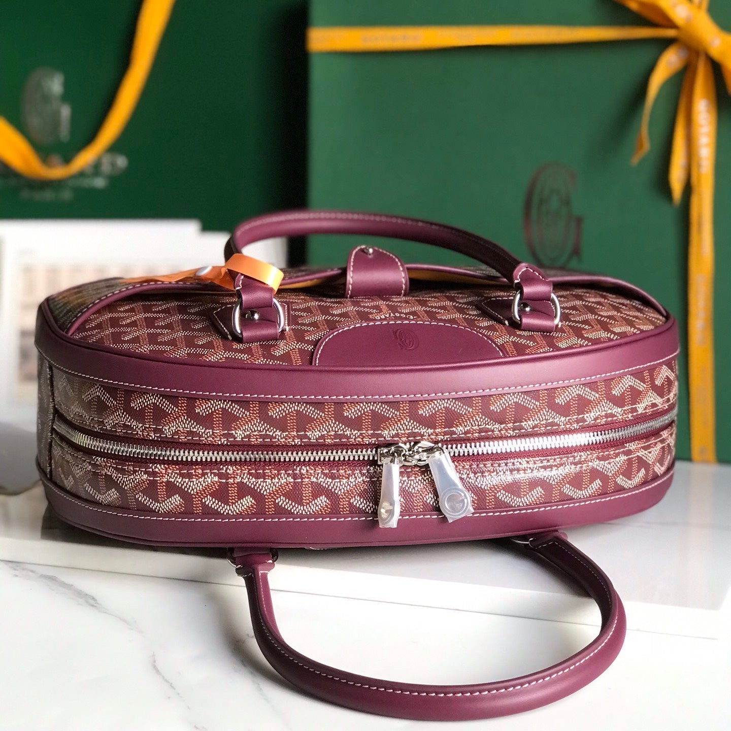 BOLSO SAINT JEANNE 35 DE LONA GOYARDINA ROSA CAÑON Y PIEL DE BECERRO