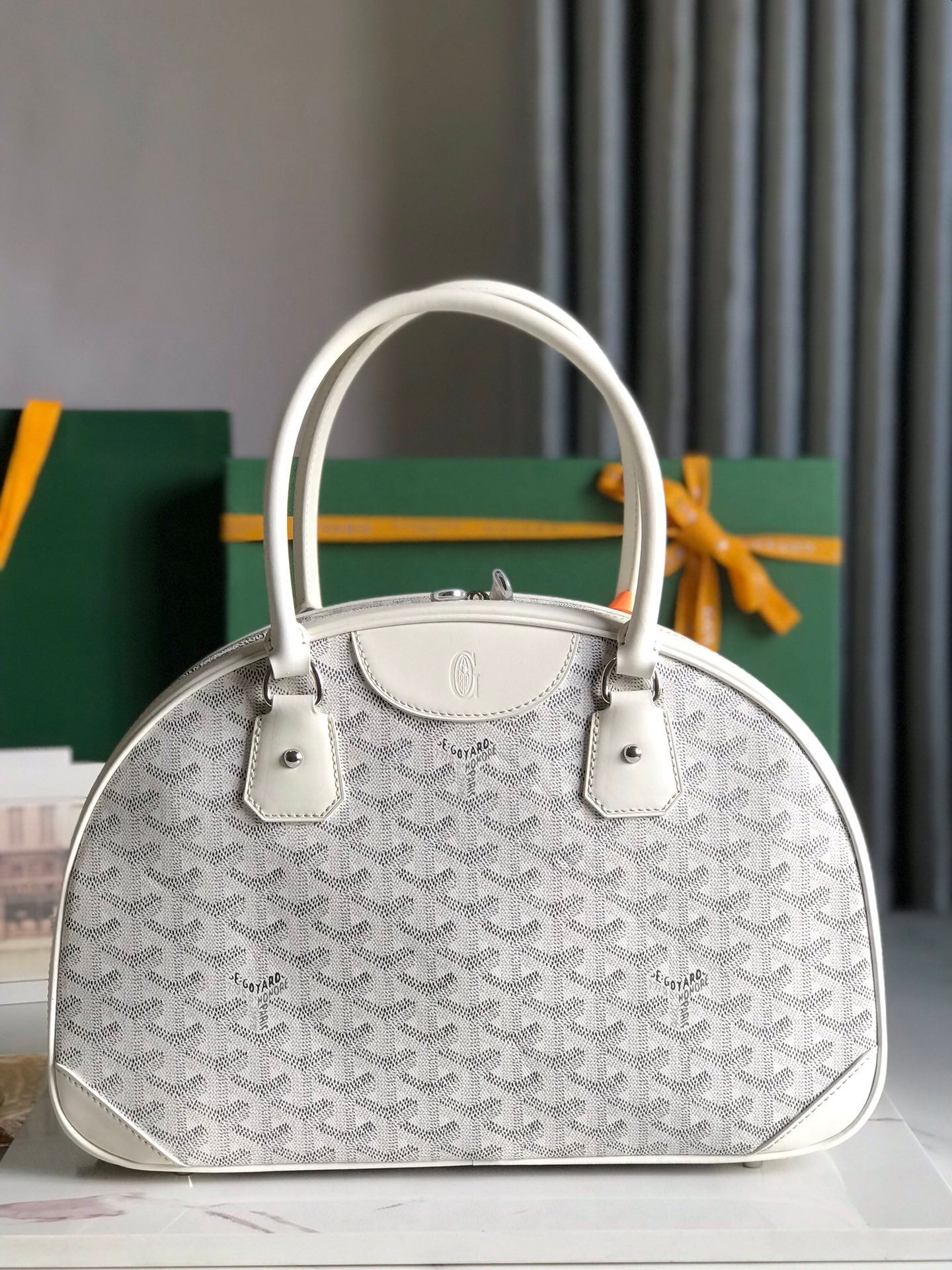 BOLSO SAINT JEANNE 35 EN LONA GOYARDINE BLANCA Y PIEL DE BECERRO