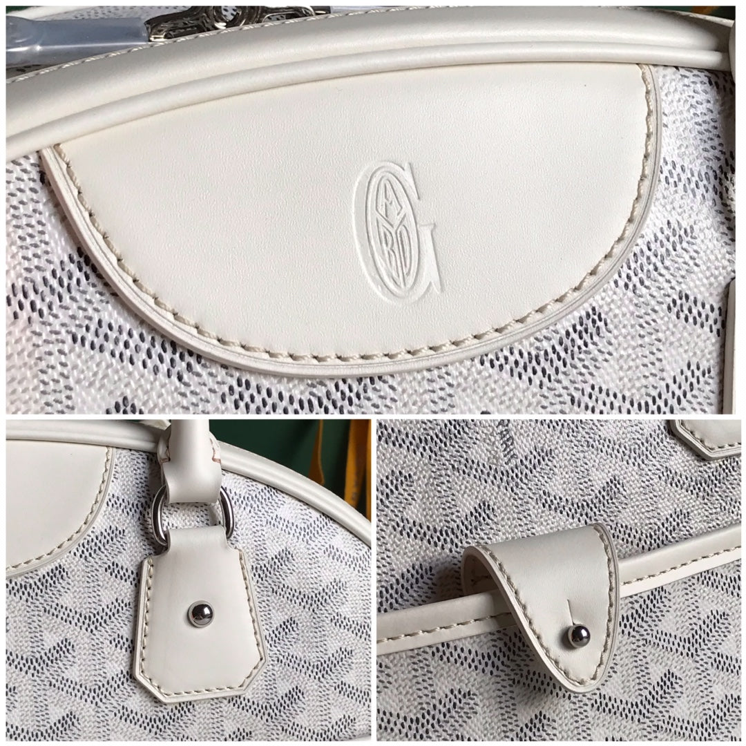 BOLSO SAINT JEANNE 35 EN LONA GOYARDINE BLANCA Y PIEL DE BECERRO
