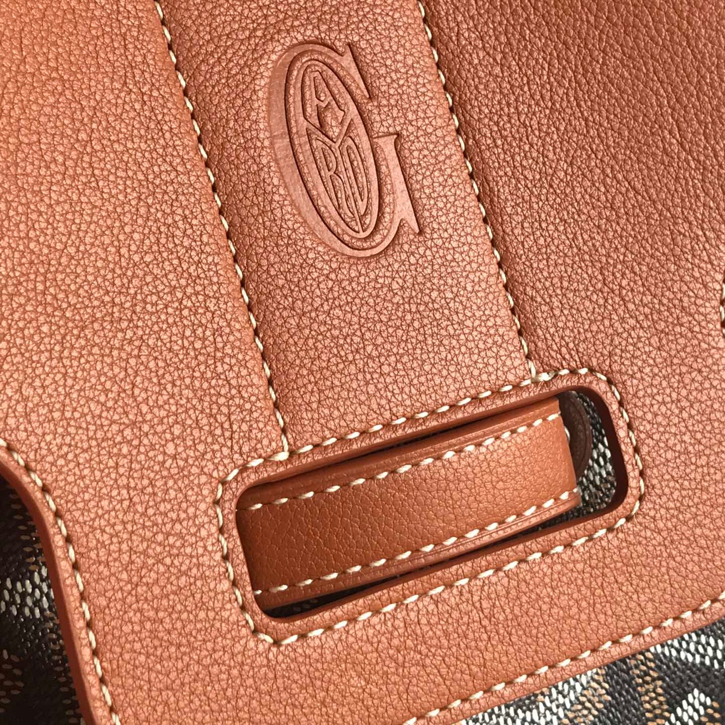 SAC SAIGON SOUPLE 34 EN TOILE GOYARDINE MARRON ET CUIR DE VEAU