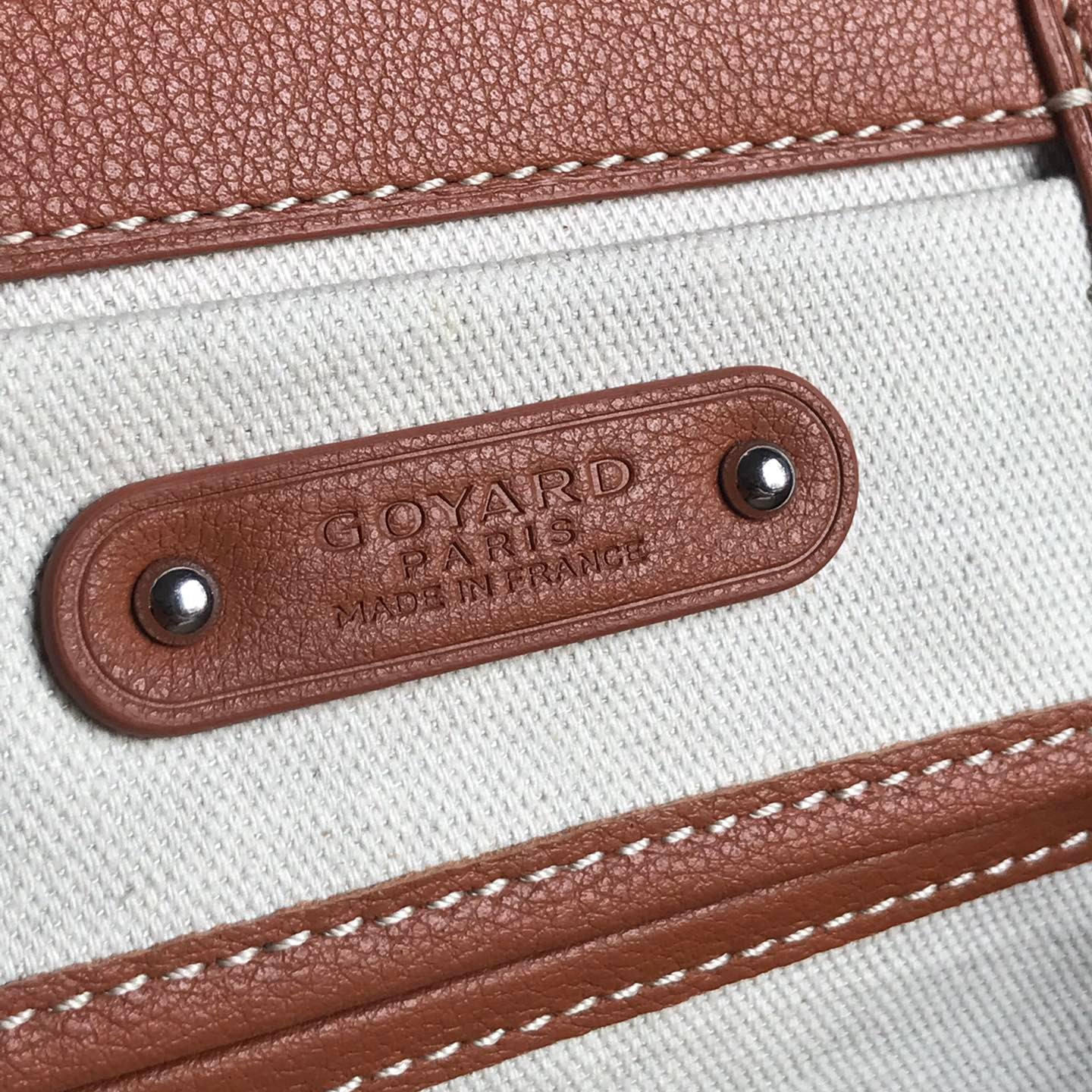 SAC SAIGON SOUPLE 34 EN TOILE GOYARDINE MARRON ET CUIR DE VEAU