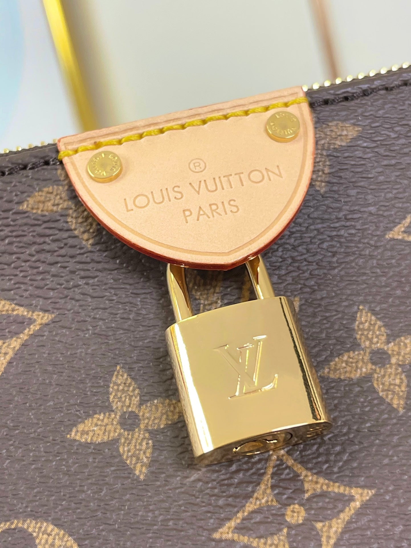 POCHETTE TIRETTE 22 EN TOILE MONOGRAMME MARRON BOUCLE DOREE