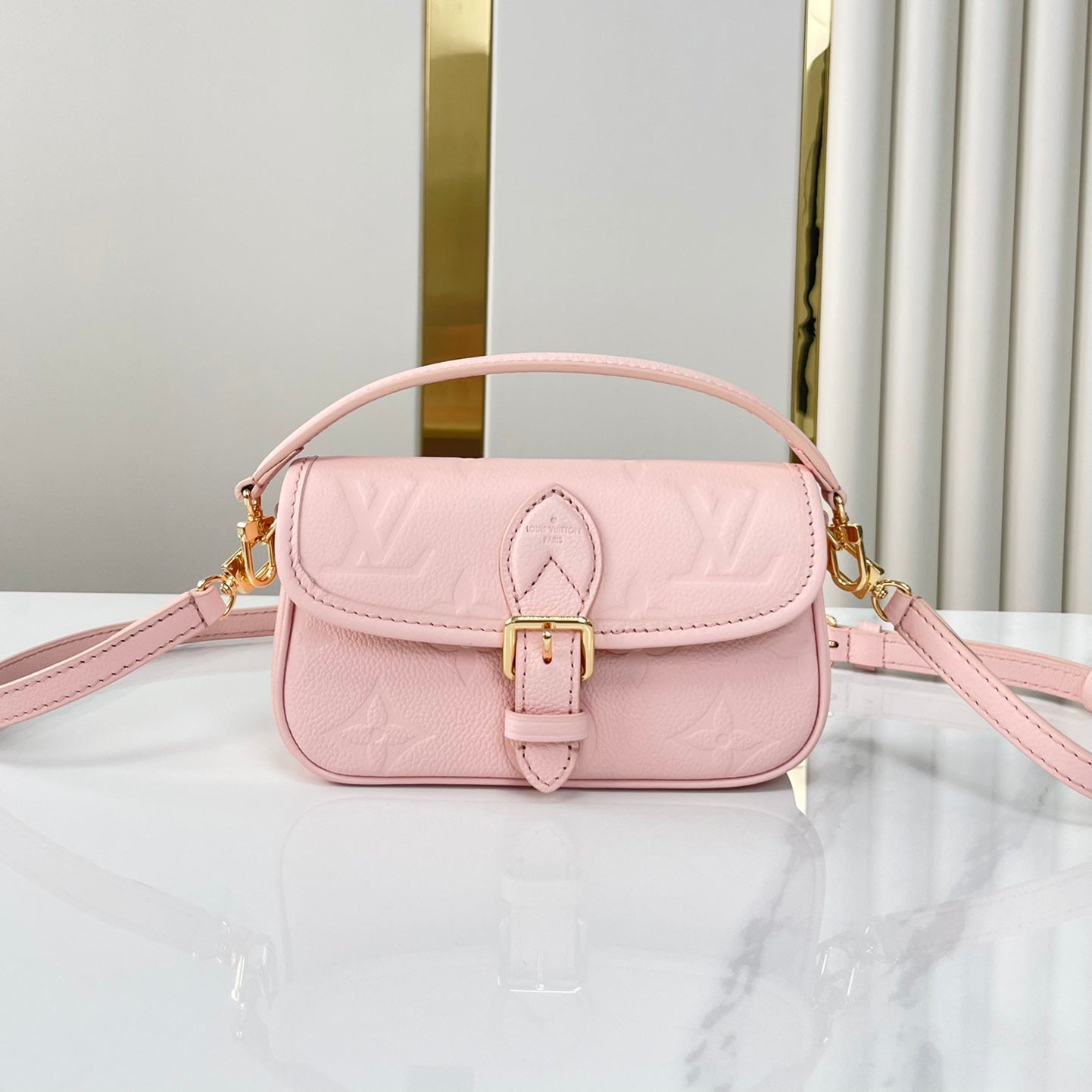 NANO DIANE 19 DE PIEL EMPREINTE MONOGRAMA ROSA OPALE