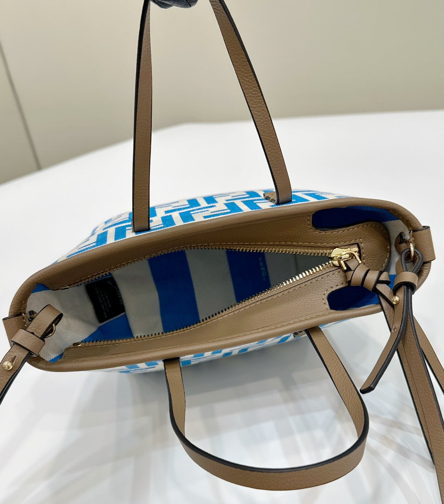 MINI SAC À ROULEAU 15 BLEU OCÉAN MÉLANGÉ BLANC FF TISSU JACQUARD