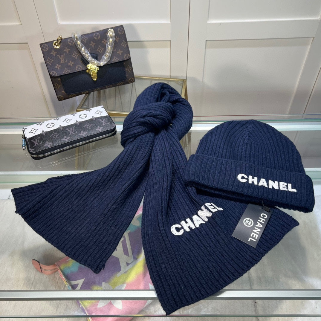 CONJUNTO DE GORRO Y BUFANDA EN LANA AZUL MARINO 422598