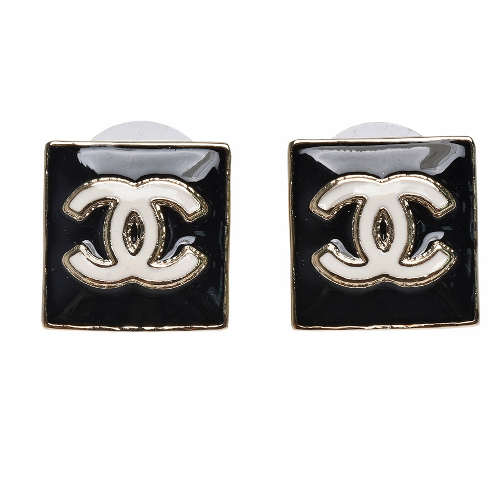 PENDIENTES DE BOTON CUADRADOS DOBLE C