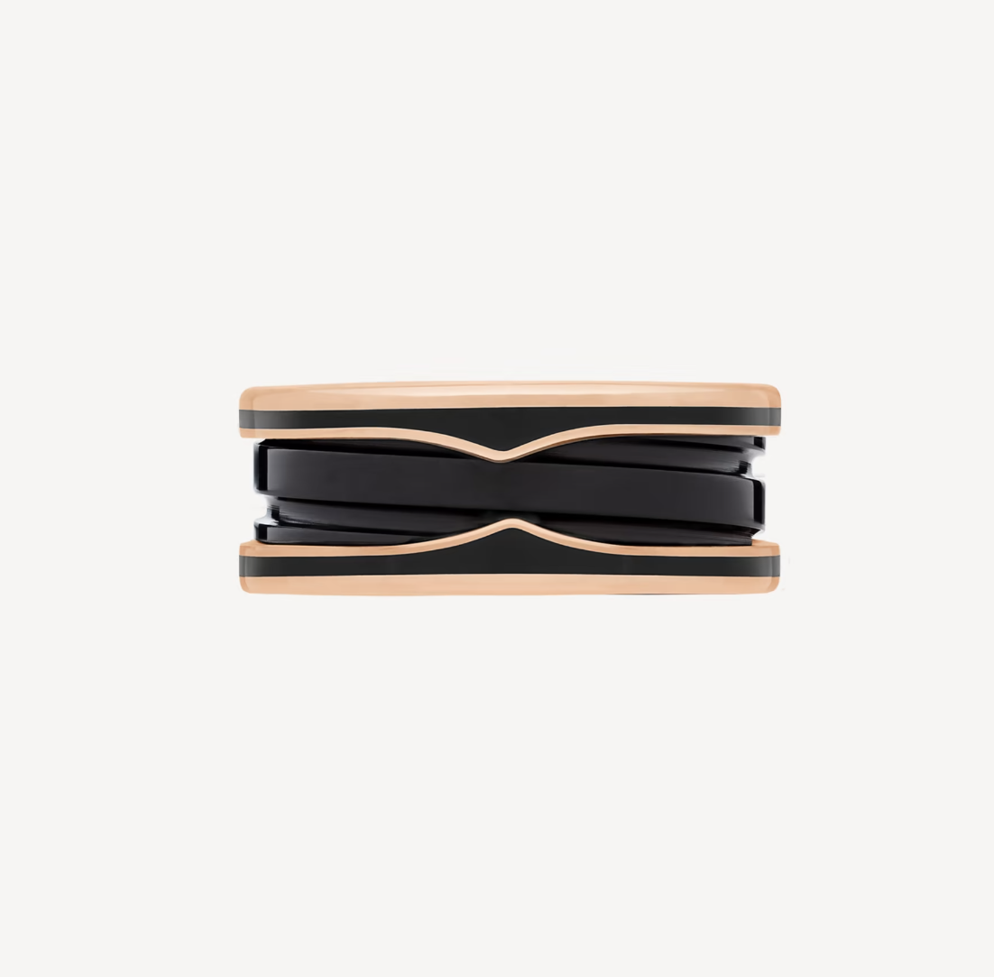 DIANA ZERO 1 TWO-BAND WITH MATTE BLACK CERAMIC PINK GOLD RING