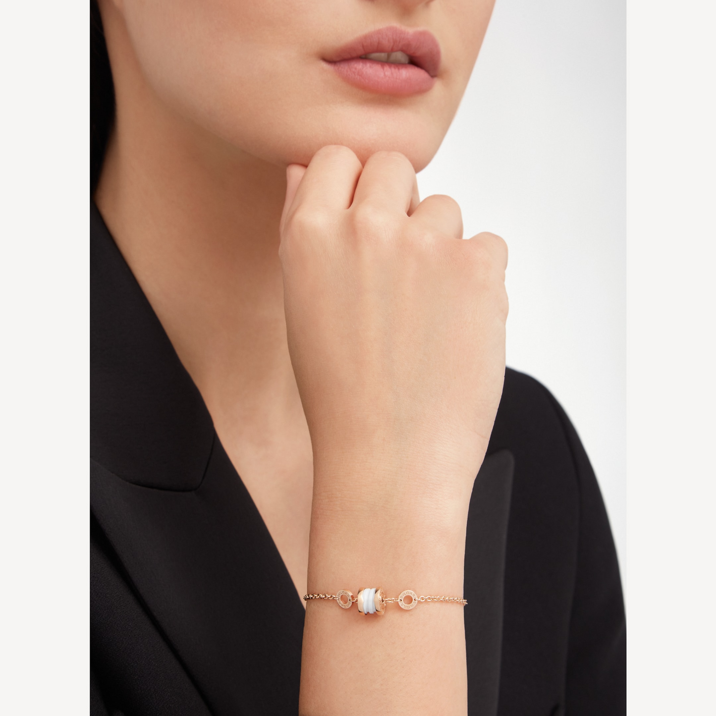 DIANA ZERO 1 SOFT PINK GOLD AND WHITE CERAMIC BRACELET