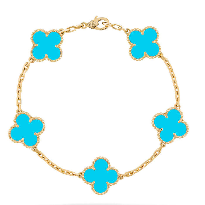 PULSERA DIANA CLOVER 5 MOTIVOS TURQUESA