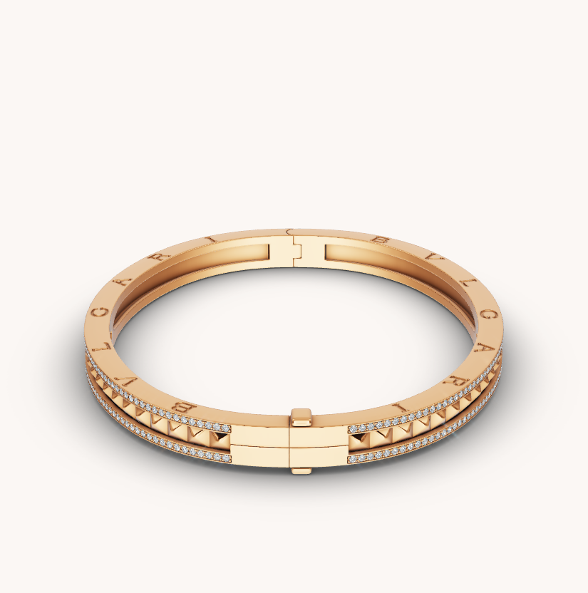 DIANA ZERO 1 SPIRAL AND PAVED DIAMOND GOLD BRACELET