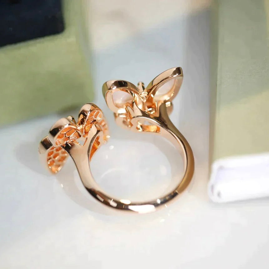ANILLO DIANA TWIN BUTTERFLY CON DIAMANTES Y MOP