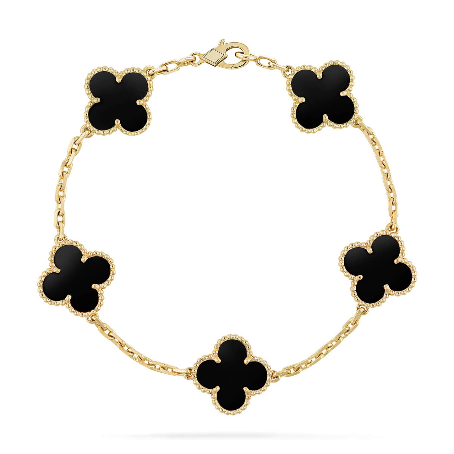 DIANA CLOVER 5 MOTIFS BLACK ONYX BRACELET