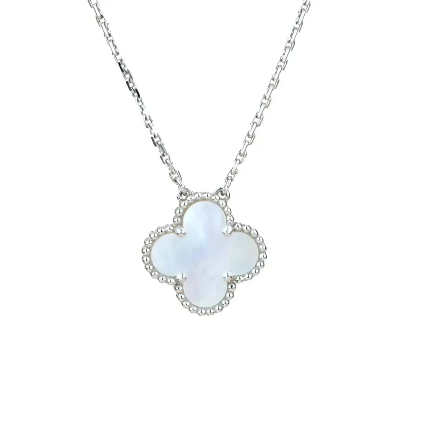 DIANA CLOVER 15MM NACRE BLANCHE ARGENT