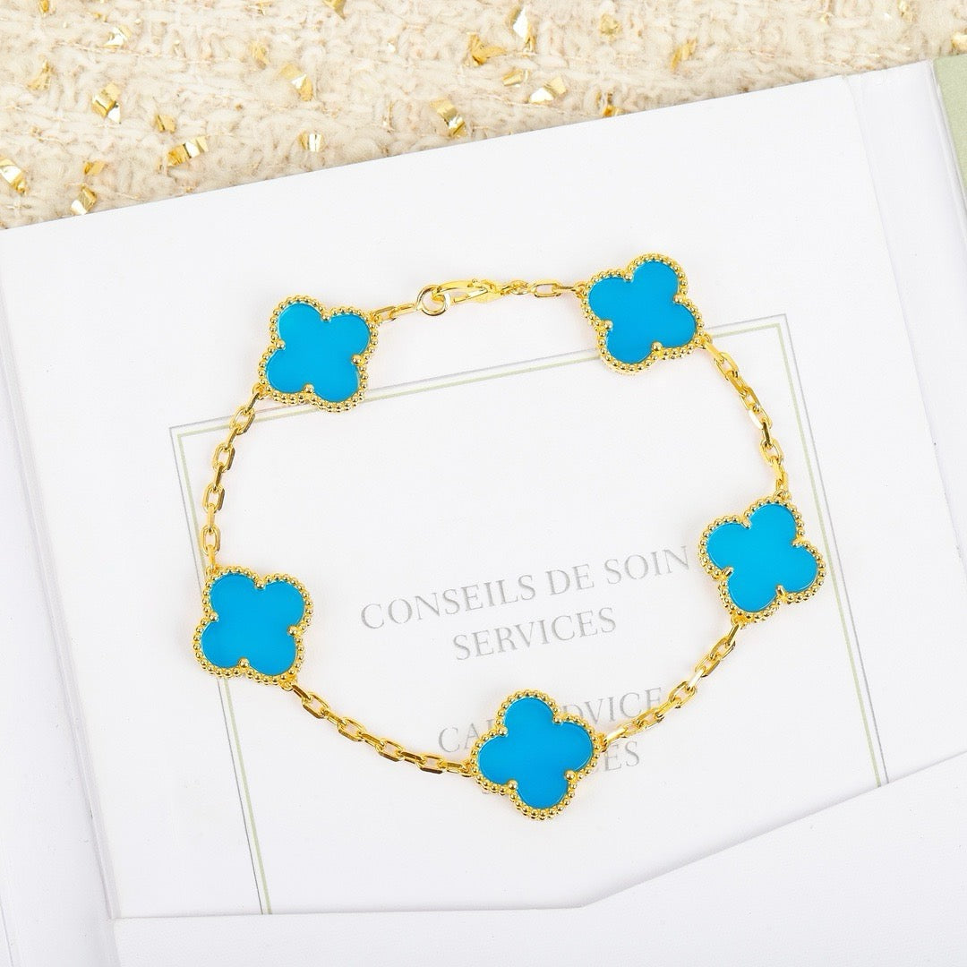 PULSERA DIANA CLOVER 5 MOTIVOS TURQUESA