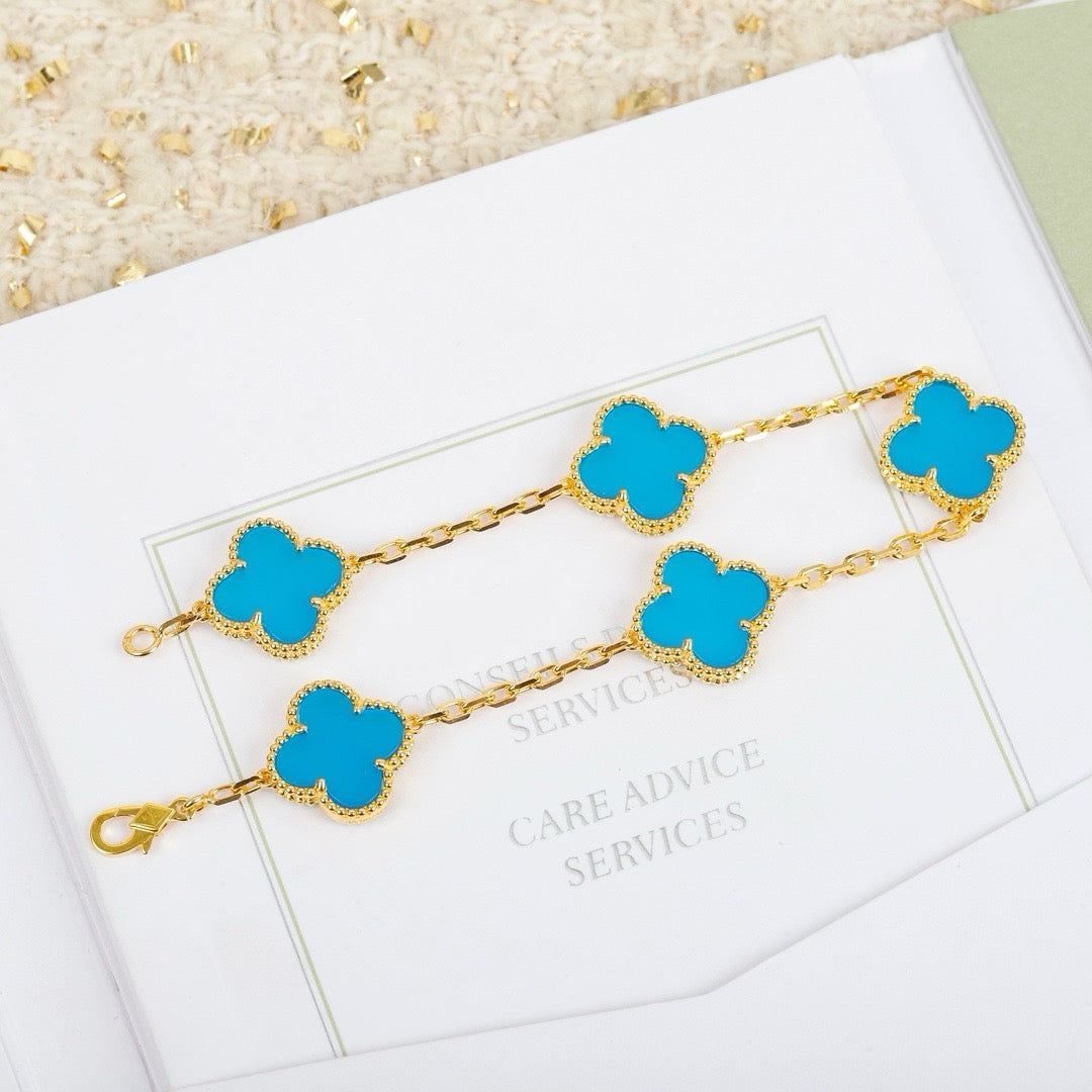 PULSERA DIANA CLOVER 5 MOTIVOS TURQUESA