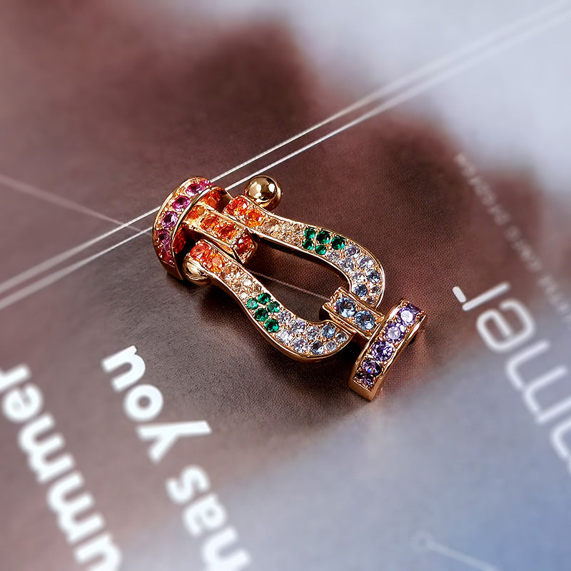 DIANA FORCE LARGE HORSESHOE COLORED DIAMOND BRACELET ROSE GOLD