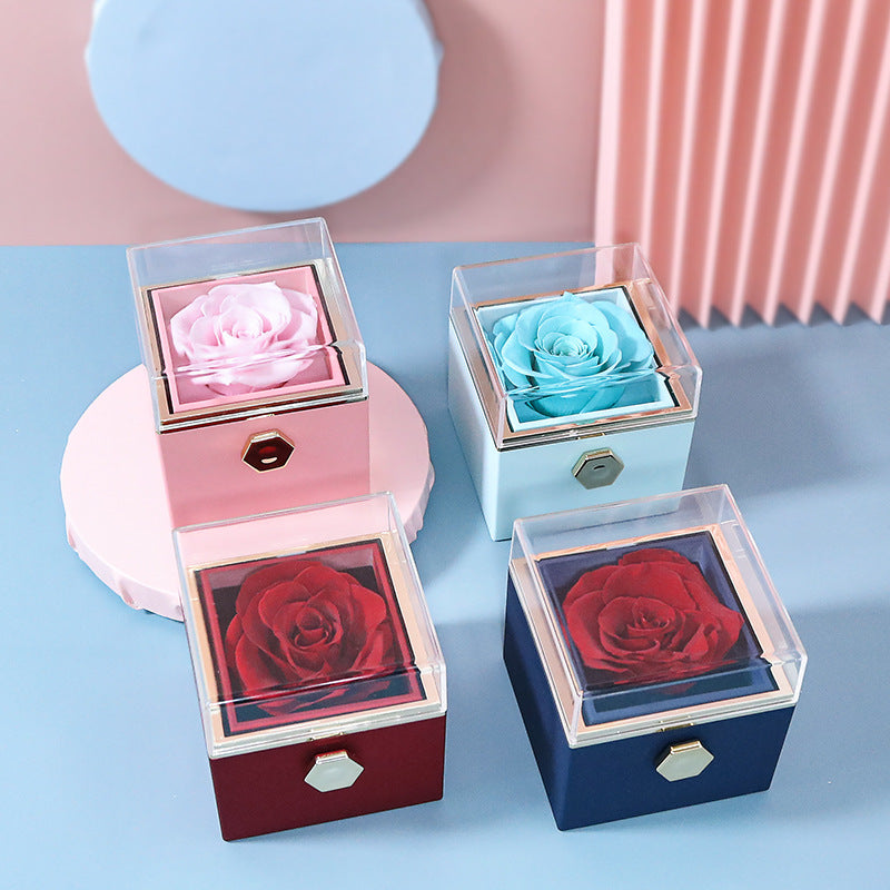 CREATIVE ROTATING PRESERVED ROSE JEWELRY GIFT BOX LOGO)
