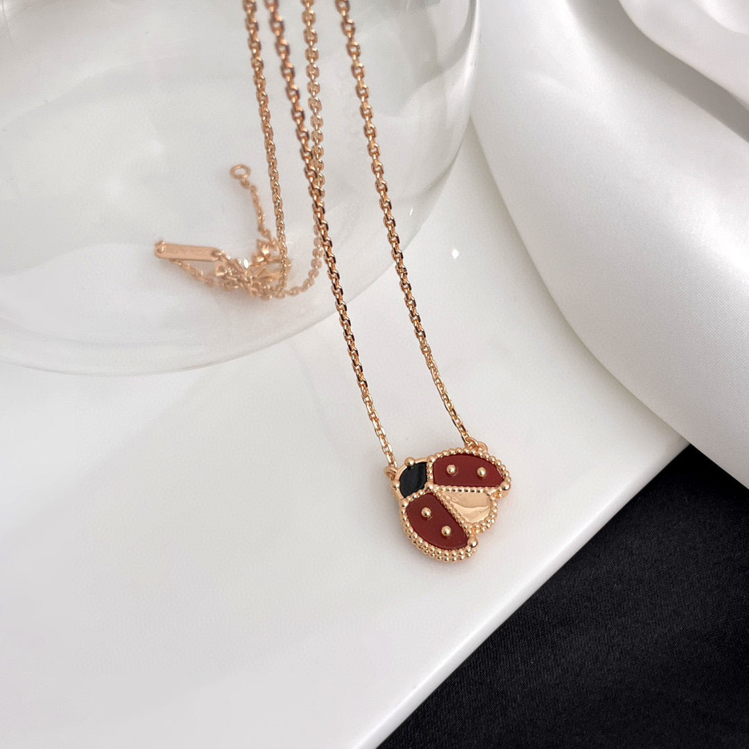 DIANA LUCKY CARNELIANS LADYBUG NECKLACE