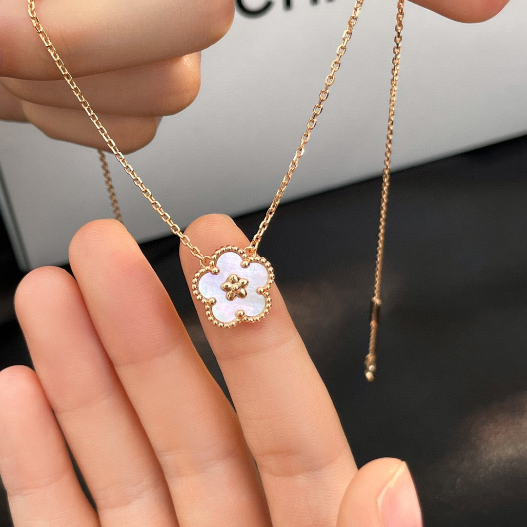 DIANA LUCKY WHITE MOP PLUM BLOSSOM NECKLACE