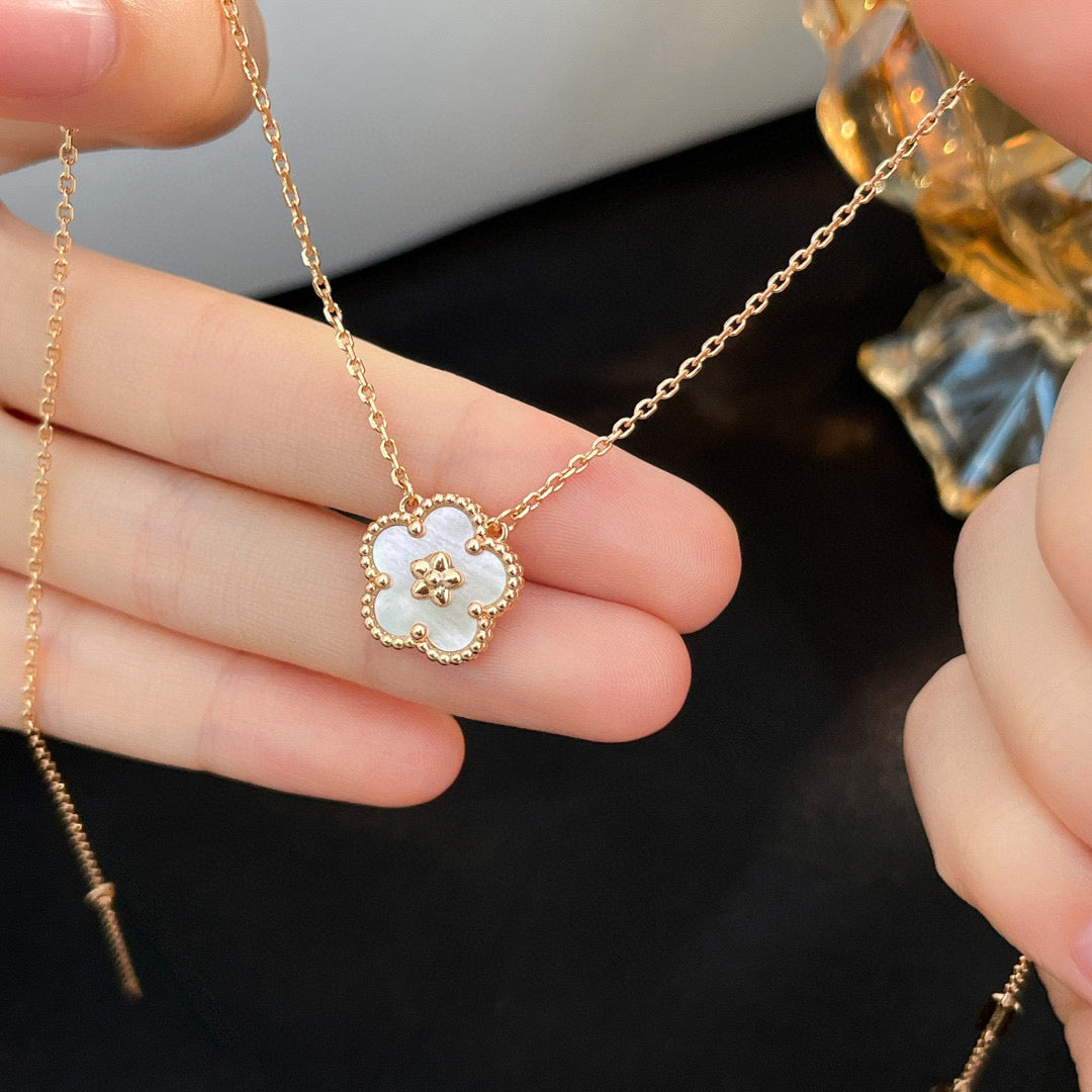 DIANA LUCKY WHITE MOP PLUM BLOSSOM NECKLACE