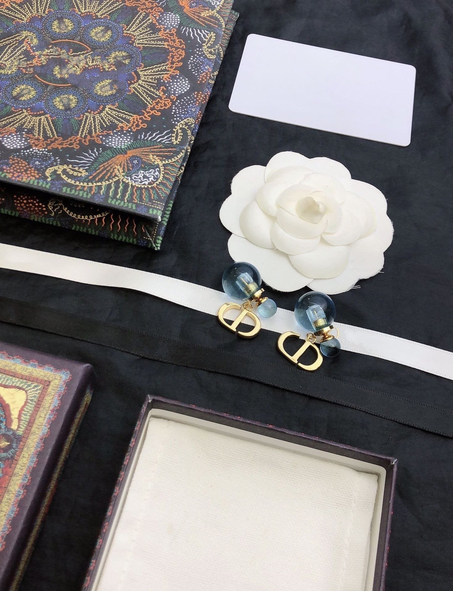 BOUCLES D'OREILLES CD PEARL BLEU OR