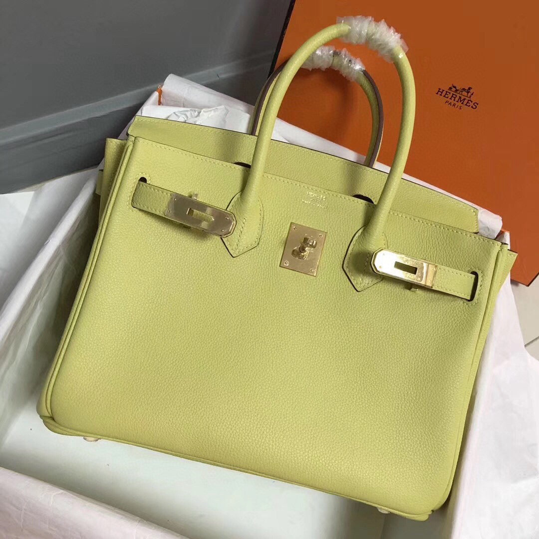 HM BIRKIN 25CM CUERO TOGO AMARILLO HERRAJES DORADOS