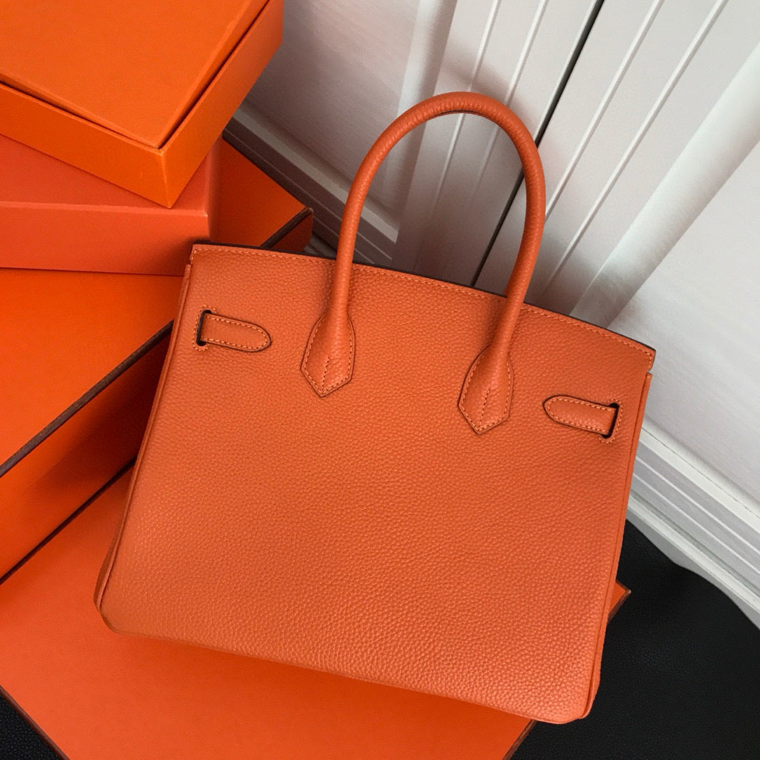 HM BIRKIN PIEL TOGO NARANJA CON HERRAJES PLATEADOS