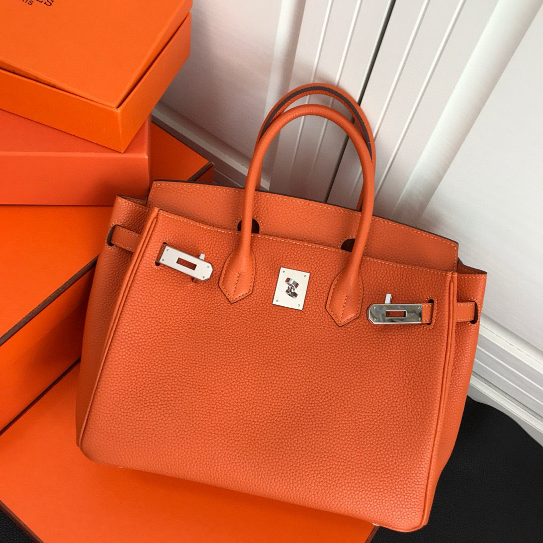 HM BIRKIN PIEL TOGO NARANJA CON HERRAJES PLATEADOS