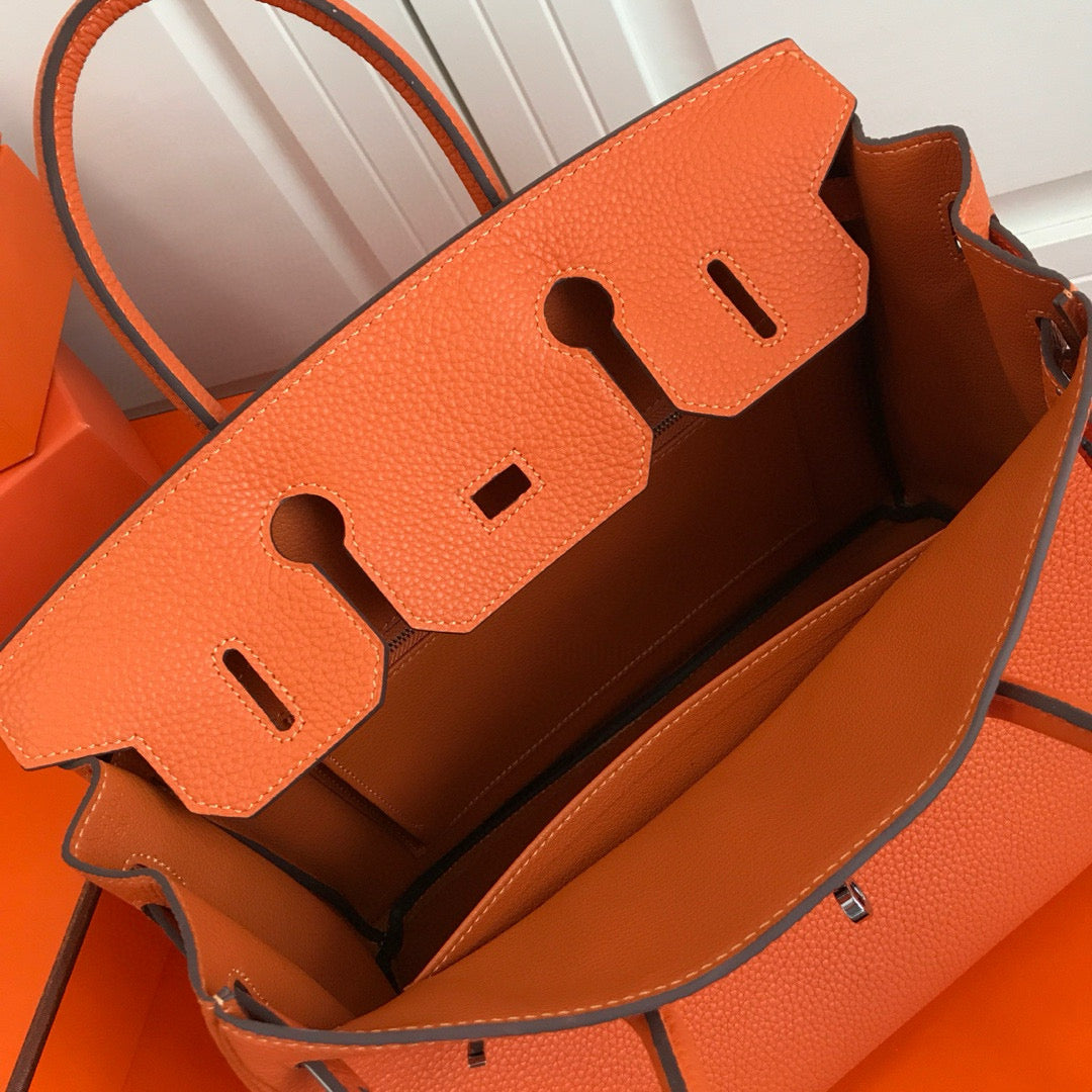 HM BIRKIN PIEL TOGO NARANJA CON HERRAJES PLATEADOS