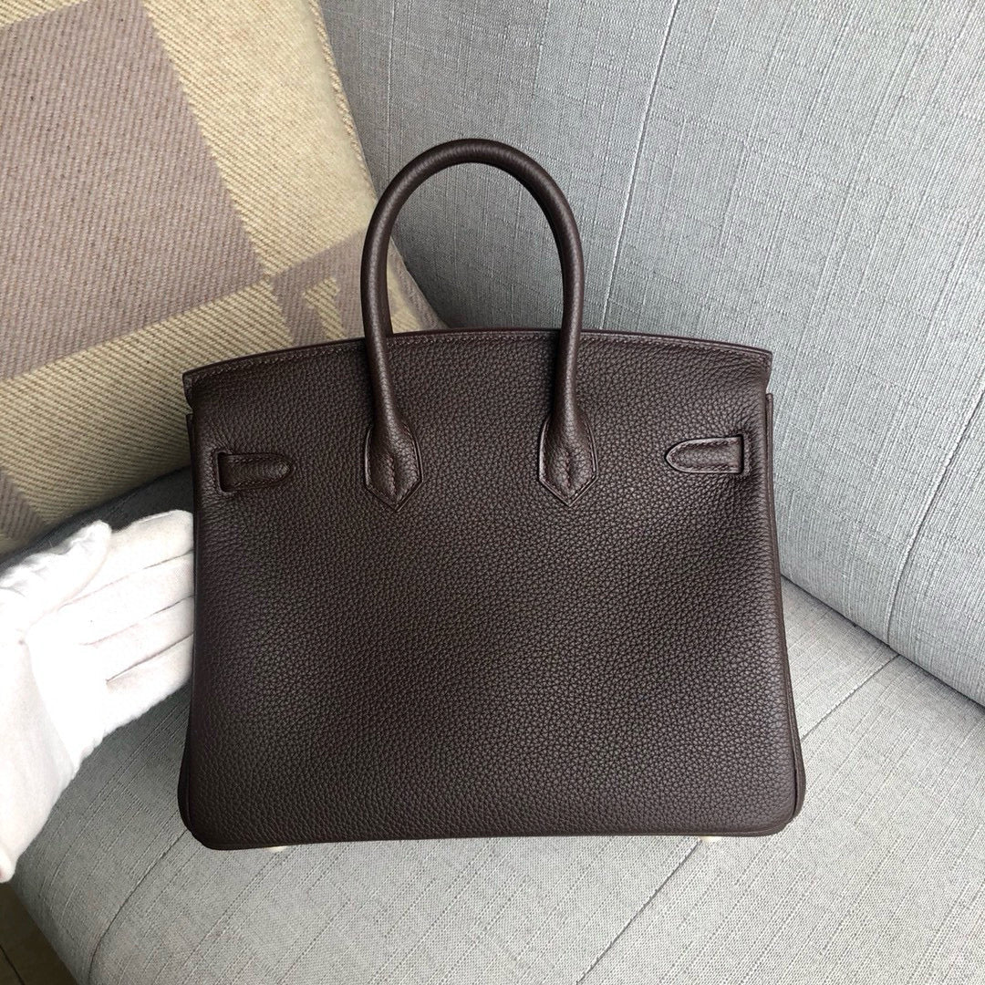 HM BIRKIN 25CM CAFÉ TOGO CUERO HIERROS DORADOS
