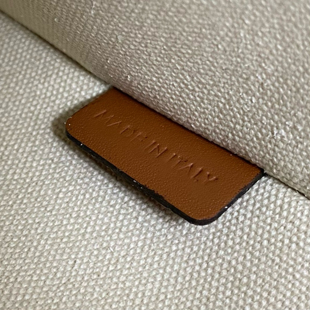 petite pochette avec bandoulière 24 cm textile beige cuir de veau tan