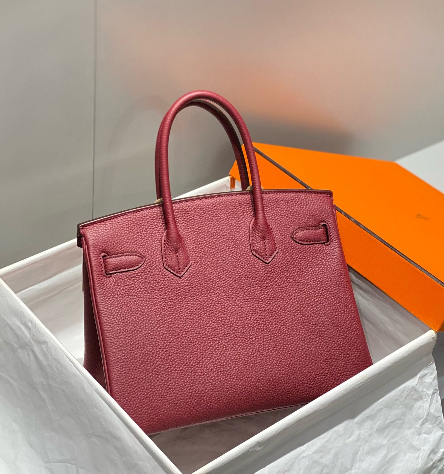 HM BIRKIN 25CM ROUGE H TOGO CUERO HIERROS DORADOS