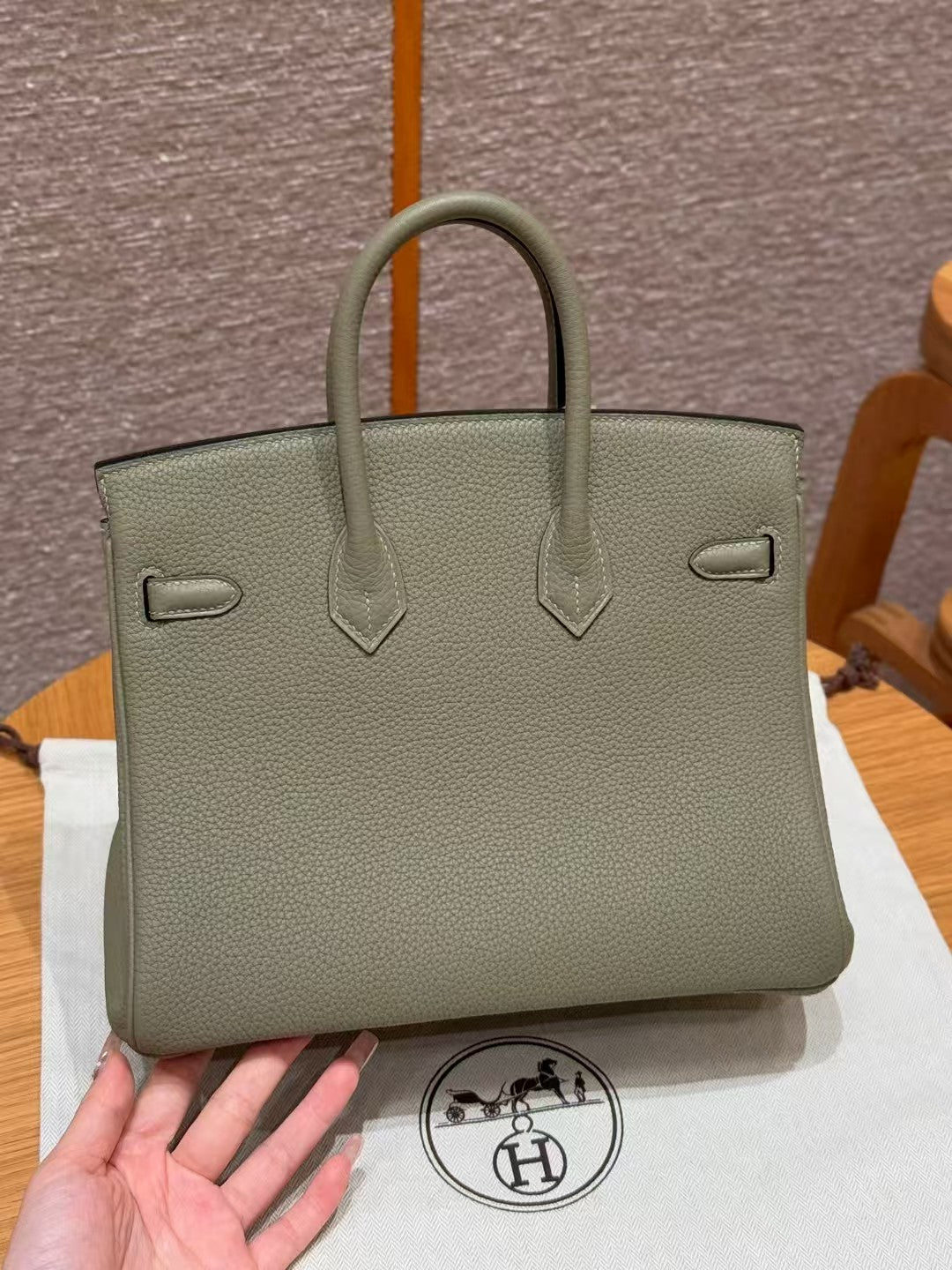 SAC HM BIRKIN 30 OLIVE TOGO QUINCAILLERIE ARGENTÉE