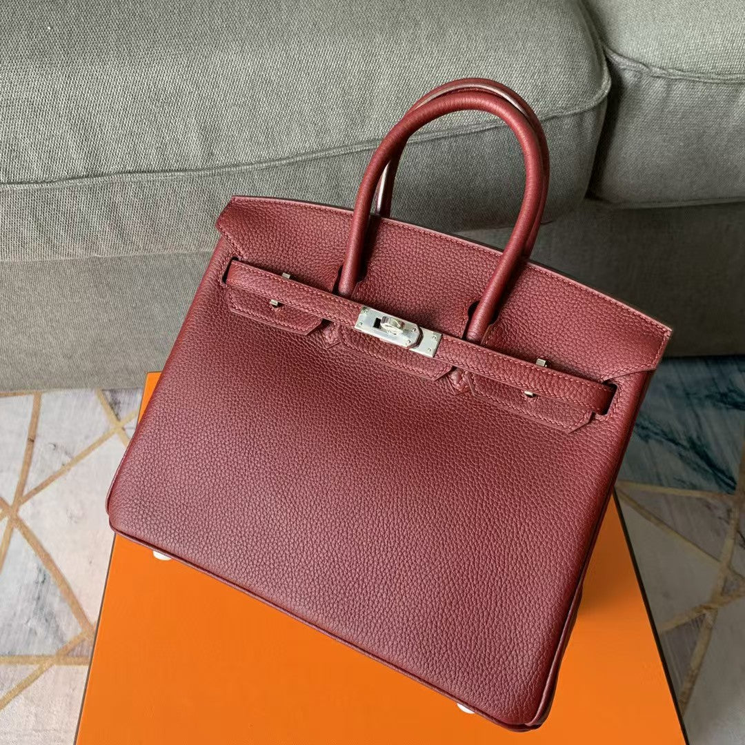 HM BIRKIN 30CM JAM PIEL DE BECERRO HERRAJES PLATEADOS