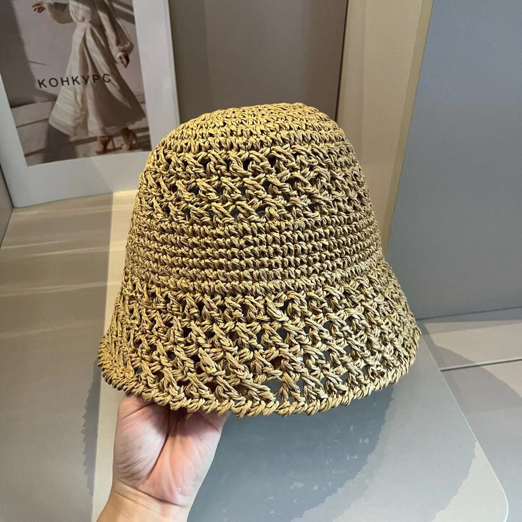Sombrero de tela tejida beige Miu
