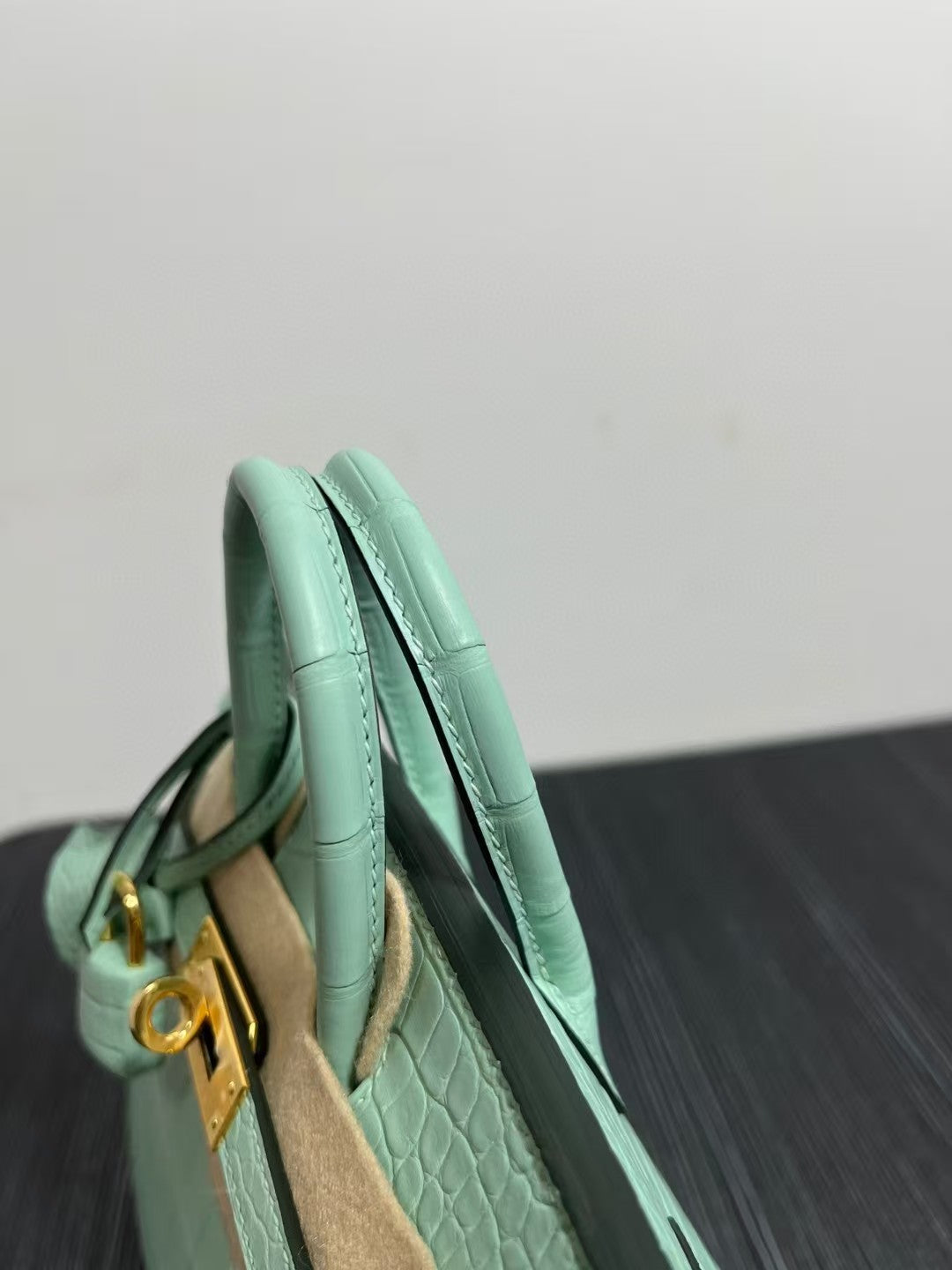 HM BIRKIN 25cm Vert Deau Crocodile Gold Hardware
