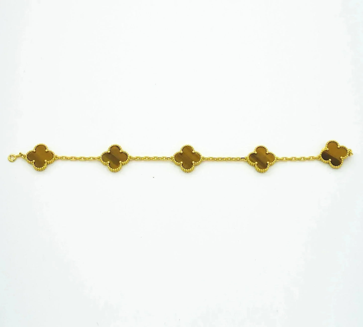 DIANA CLOVER 5 MOTIFS TIGER EYE BRACELET