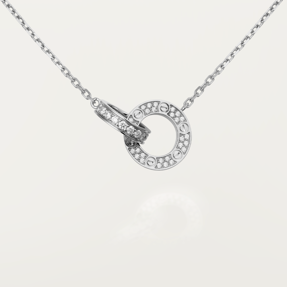 DIANA LOVE 7.6MM NECKLACE ROSE GOLD AND SILVER FULL DIAMOND