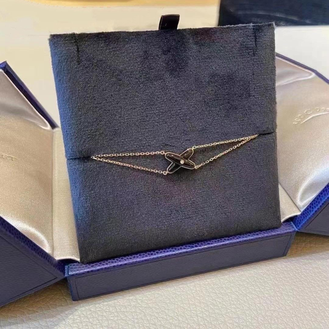 DIANA JEUX BRACELET ONYX PINK GOLD 1 DIAMOND