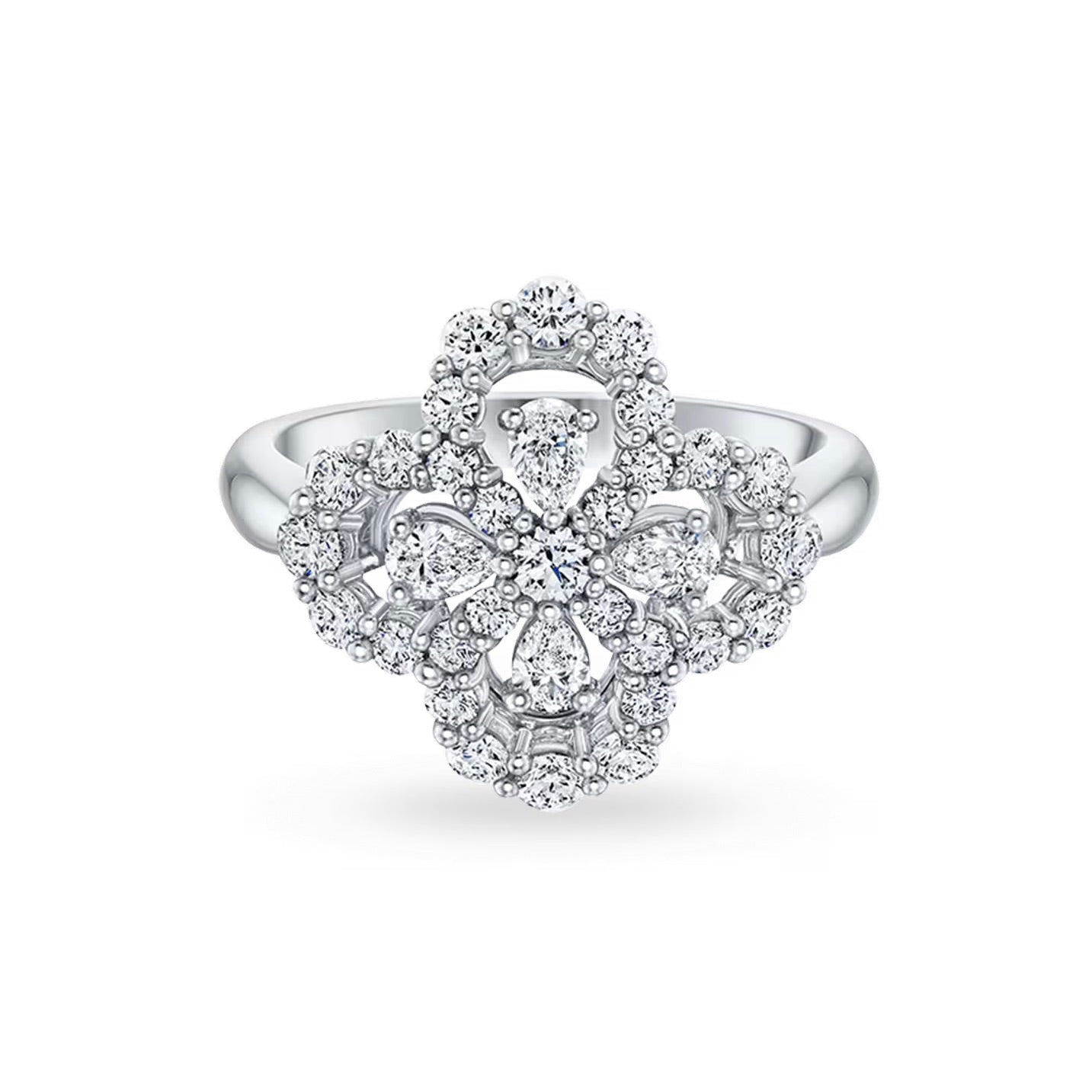 DIANA LOOP RING FULL MOTIF DIAMOND 16MM SILVE