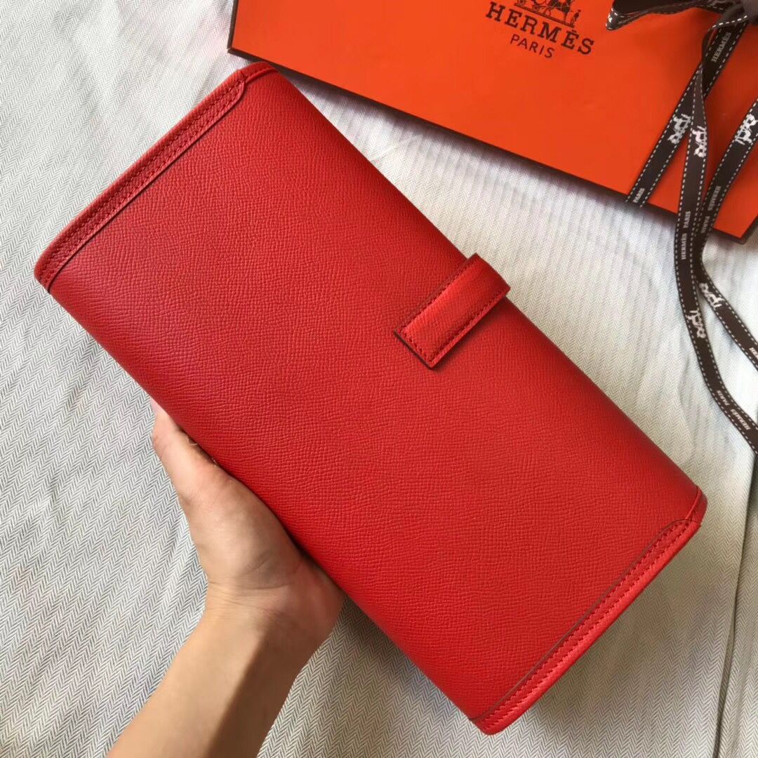 Clutch Hermes Jige Elan 29 en piel Epsom roja