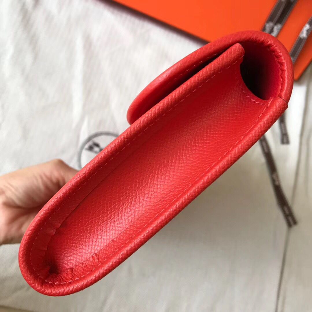 Clutch Hermes Jige Elan 29 en piel Epsom roja