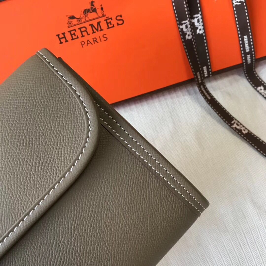 Clutch Hermes Jige Elan 29 en piel Epsom gris topo
