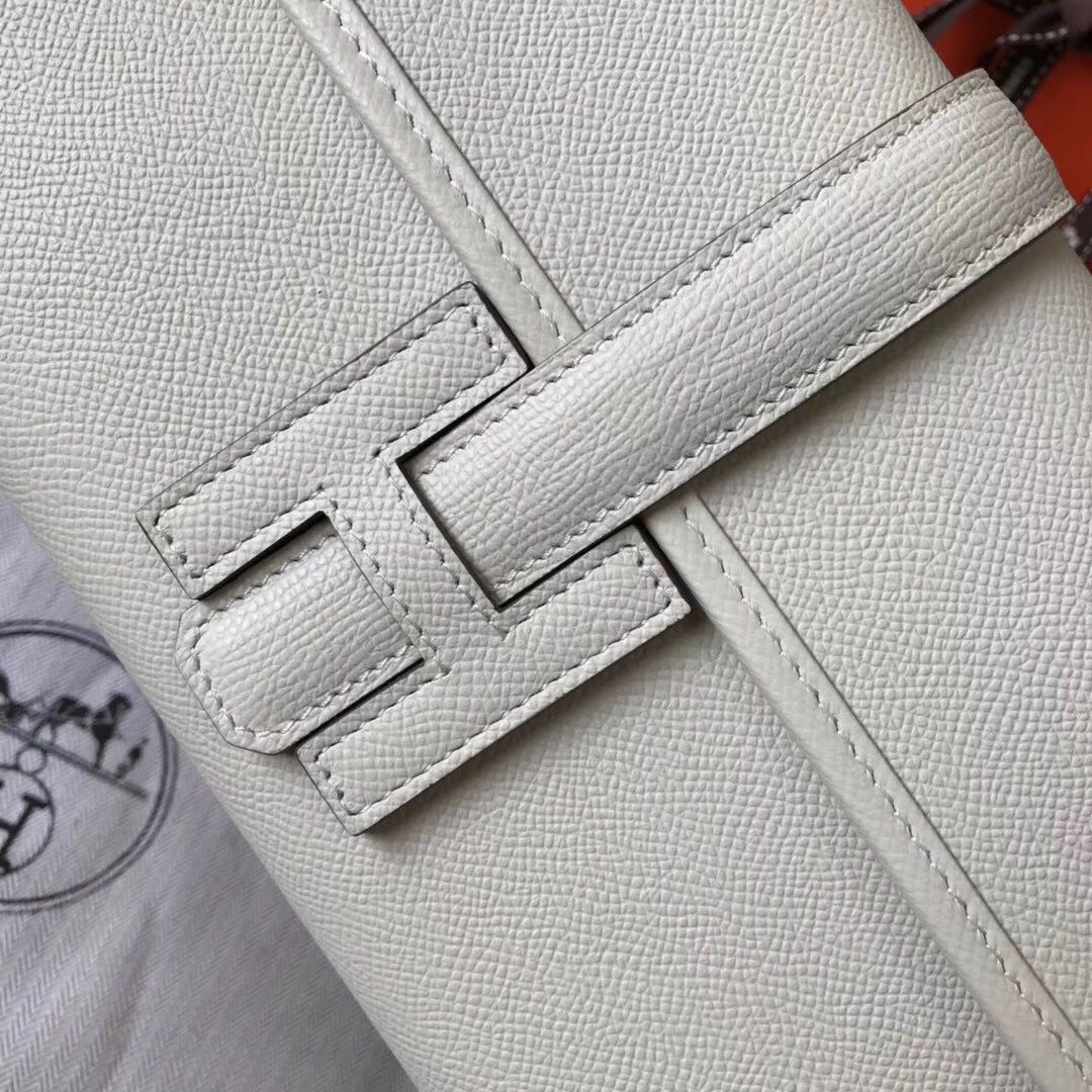 Clutch Hermes Jige Elan 29 en piel Epsom blanca