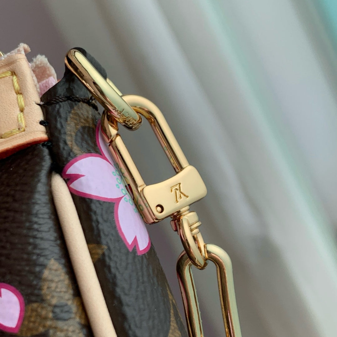 LV x TM Pochette Accessoires 22cm Sakura Brown Cherry Blossom Monogram Canvas