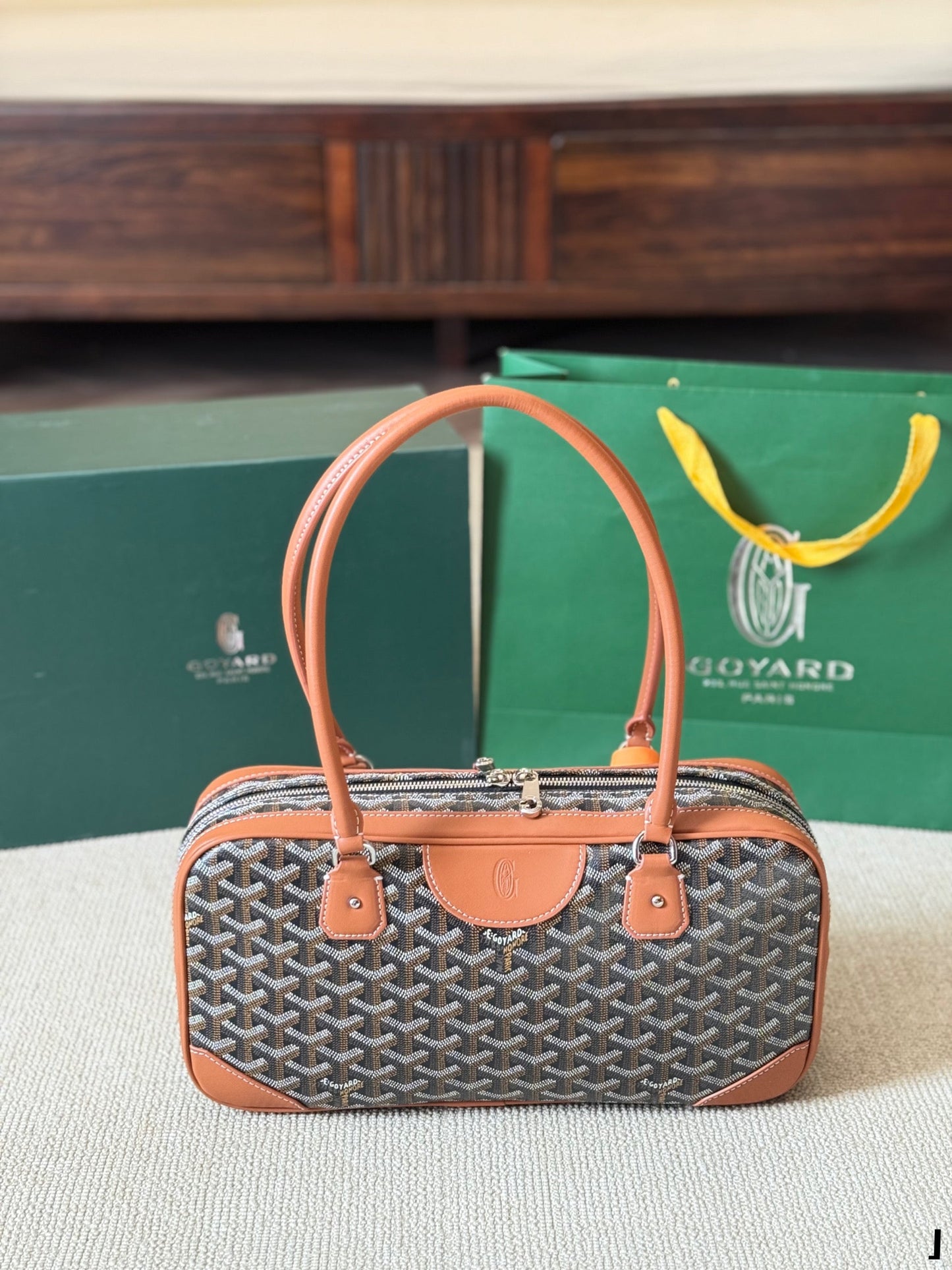 SAINT MARTIN MINI BAG 22 IN BROWN GOYARDINE CANVAS AND CALFSKIN