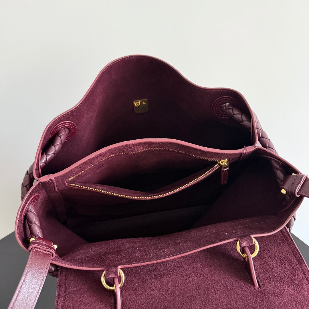 Bolso mediano BV Ciao Ciao de 34 cm en piel burdeos 242934