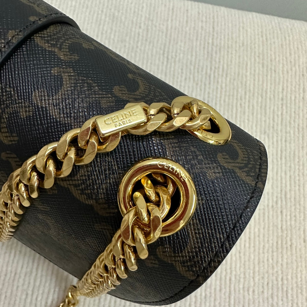 SAC VICTOIRE MOYEN 25 EN TOILE TRIOMPHE NOIRE, QUINCAILLERIE DORÉ