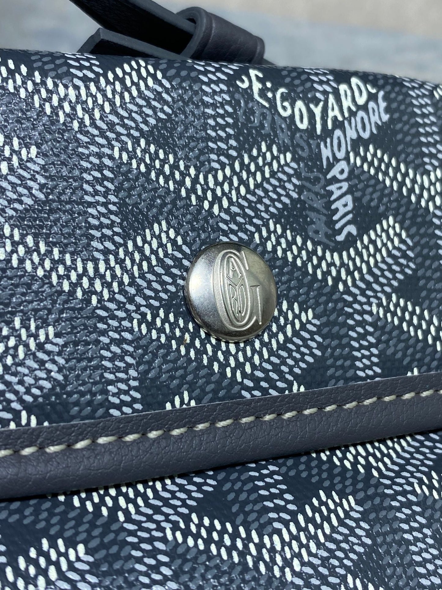 SAC ANJOU MINI 20 EN TOILE GOYARDINE GRISE ET CUIR DE VEAU